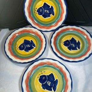 RC Rool Conomica Portugese Ceramic Hand Painted Fish Plate Vintage 1980's